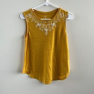 🔹4/$25 Yellow Embroidered Sleeveless Top